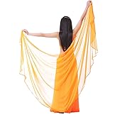 SHOWYOU Lightweight Semicircle Chiffon Hand Scarf Belly Dance Costume Outfit Hip Scarf Sequin Trim Shawls Veils