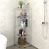 Lifewit 5-Tire Corner Wire Shelf Bathroom Corner Shelf, Free Standing Corner Storage Rack,Adjustable,Stainless,Sliver
