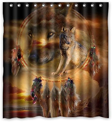 Dream Catcher Wolf Spirits Waterproof Polyester Shower Curtain 60(W) by 72(H)