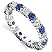 Sterling Silver 925 Eternity Ring Engagement Wedding Band With Simulated Sapphire Blue Color Cubic Zirconia 8
