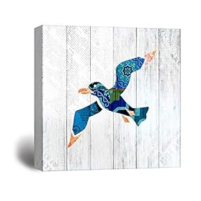 Square Canvas Wall Art - Rustic Sailing Themed Seagull on Wood Background - Giclee Print Gallery Wrap Modern Home Art Ready to Hang - 12x12 inches