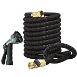 Deceny CB 50ft Garden Hose - Expandable Water Hose with Double Latex Core, 3/4" Solid Brass Fittings, Extra Strength Fabric - Flexible Expanding Hose with Metal 8 Function Spray Nozzle