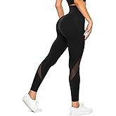 TrainingGirl Mesh Leggings for Women High Waisted Yoga Pants Workout Running Printed Leggings Gym Sports Tights with Pockets