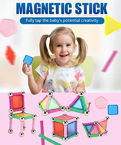 WZP 50Pc 3D magnetic building bar building blocks Non-toxic children's educational toys Magnetic rod stacking toy set Suitable for children over 5 years old