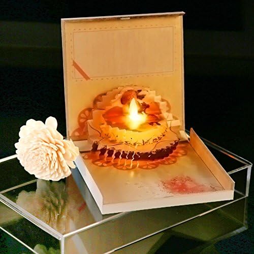 3D Pop-Up Happy Birthday Card: Creative Handmade Birthday Card To Express Your Love To Friends &amp; Family| Flameless Candles Business Greetings/Valentine’s/Anniversary/Mother’s Day Cake Card (White)
