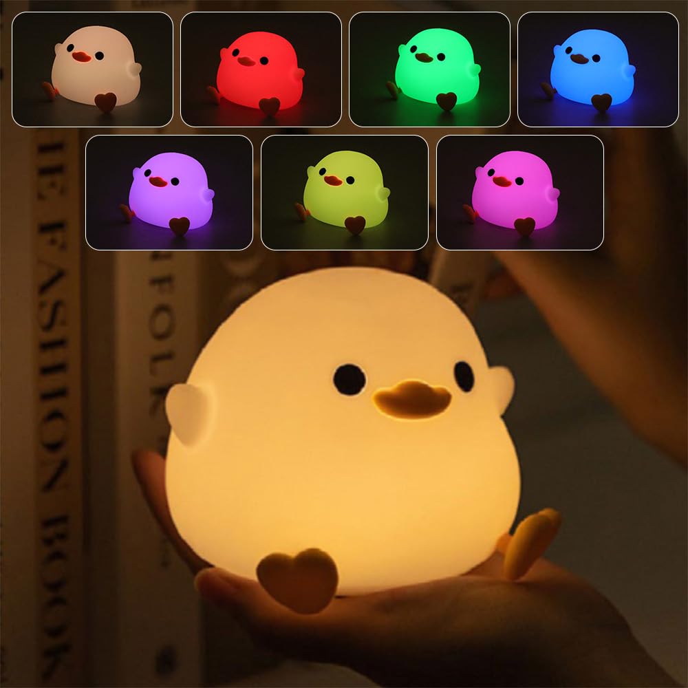 Photo 1 of IFTHFOUR DoDo Duck Night Light, LED Cute Silicone Dimmable Nursery Lamp, Touch Sensor Lamp, RGB & Warm White Light for Kids, Bedrooms, Dorm Decor, and Gift Ideas(Battery)