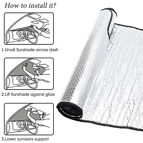 ROCCS Windshield Sunshade UV Ray Reflector for 2014-2018 GMC Sierra 1500 2500 HD 3500 HD Front Window Sun Shade Shield Cover Foldable Reflective Sun Visor