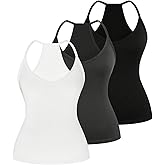 SOLY HUX Women's Plus Size V Neck Camisole 3 Packs Sleeveless Basic Tops Slim Fit Racerback Cami Shirts