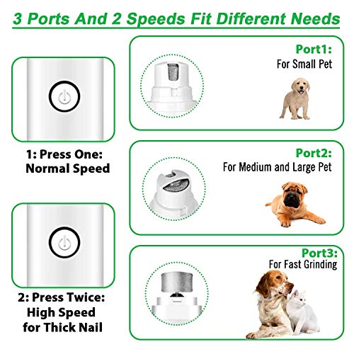 Dog Nail Grinder and Clippers, Vapker Electric Pet Nail Clippers and Hair Trimmer Grooming Tool for Small Medium Large Dogs & Cats with Professional 2 Speed - Thumbnail 2