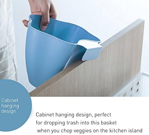 Yummy Sam Hanging Plastic Wastebaskets Set of 2 Cabinet Hanging Organizer Hanging Trash Bin Waste Cans Baskets Deskside Reusable Garbage Bowls Containers(Blue)