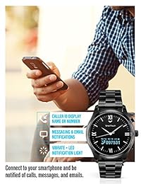 Bluetooth Smart muñeca reloj se conecta a Android y iPhone, negro, (Black stainless)