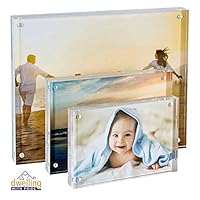 Acrylic Picture Frame Set of 3 - 4x6, 5x7, and 8x10 - Acrylic Photo Frame - Collage Stand for Family Photographs - Clear Picture Frames for Office Desk & Side Table - Wedding Table Décor