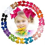 30 Pcs Baby Girl 4.5'' Ribbon Boutique Hair Bows Clips with 15 Colors in Pairs