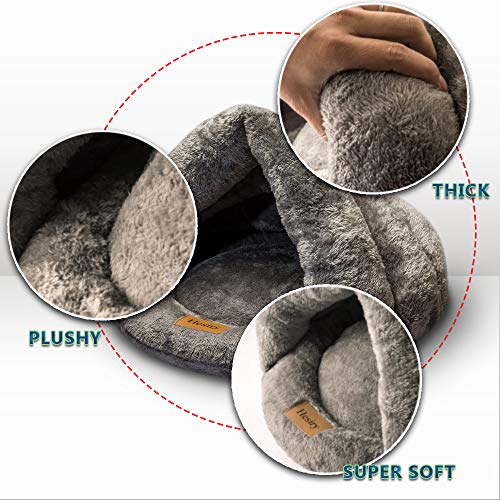 Hesiry Cat Cave Bed Small Dog Tent House for Indoor and Outdoor with Cozy Cushion, Machine Washable Small Animal Beds with Triangular Entrance