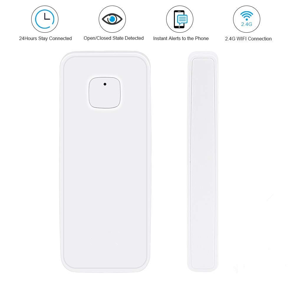 NPL Smart WiFi Door Sensor Wireless Garden Window Security Magnet Sensor with Easy App for Home Garage Farm Garden Office Compatible with Alexa Google Home IFTTT TUYA