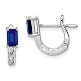 925 Sterling Silver Sapphire Hinged Hoop Earrings