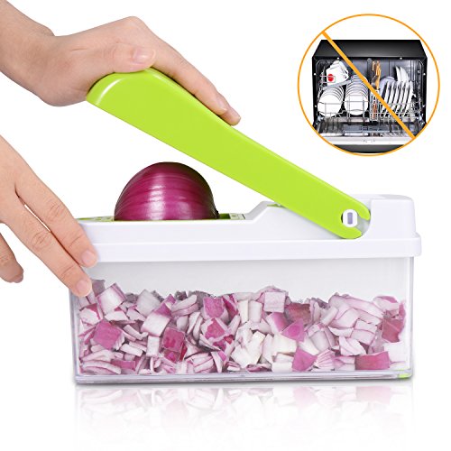 Benewell Vegetable Chopper, Kitchen Veggie Fruit Dicer Slicer, Food Cutter with 3 Interchangeable Blades Set, Food Container and Cleaning Brush for Onion, Potato and More - No-Mess Kitchen Gadgets - Thumbnail 4