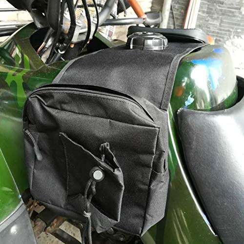 Zqasales ATV UTV Yamaha Kawasaki Scooter Motorcycle Synthetic Leather 2-Strap Saddlebag Tool Bag Heavy-Duty Waterproof Motorcycle Side Saddlebags Saddle Bag Panniers