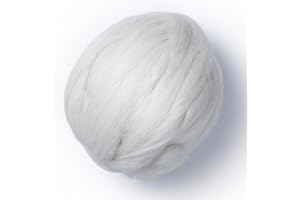 Kondoos Llama Wool roving (Similar to Alpaca), 8 oz. Best for Needle Felting, handcrafts and Spinning. Natural Colours, un-Dyed. (White LFX, 8oz)