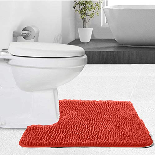 Gorilla Grip Shaggy Chenille Bath Rug Contoured Mat for Base of Toilet