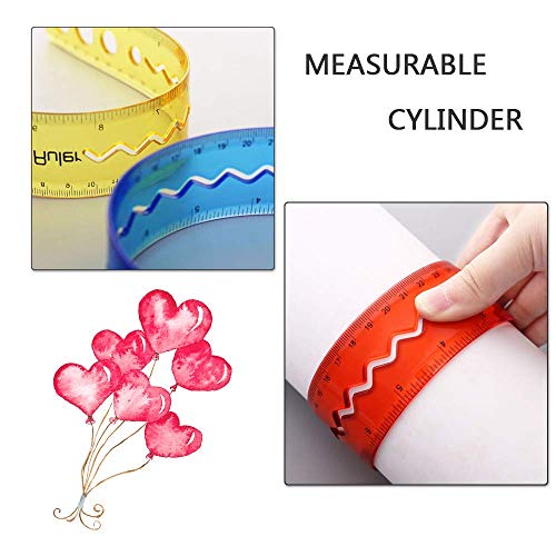 Xstar 4 Pack Thick Durable Transparent 12 inch Rulers Shatterproof Plastic Ruler Straight Ruler Math Rulers Soft 12" Ruler,Dual Side 30cm/12inches Rulers for Student School Office(4PCS)