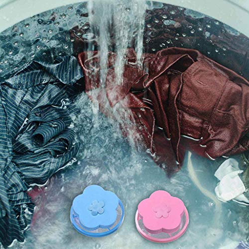 WoCoo Washing Machine Floating Lint Mesh Bag Household Reusable Sundries Filter Net Pouch,2-6 Pcs,Filter hair(Blue,4 PC) - Thumbnail 3