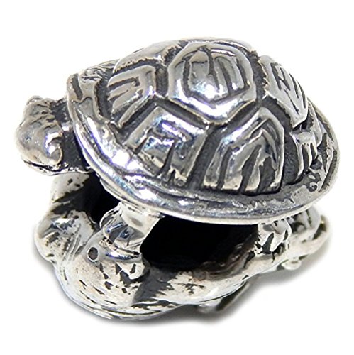 Pro Jewelry 925 Solid Sterling Silver Tortoise and Hare Charm Bead