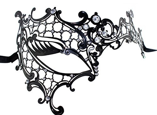 Paloqueth Phantom of the Opera Venetian Laser Cut Masquerade Mask (Style 2) (Black) - Thumbnail 2