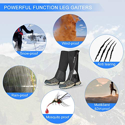 V VONTOX Leg Gaiters (M), Waterproof-Adjustable Snow Boot Nylon Gaiters to Women and Men, Cover Snow Breathable Leg Gaiters for Snowshoeing Outdoor Hiking Hunting Climbing(Zipper) - Thumbnail 3