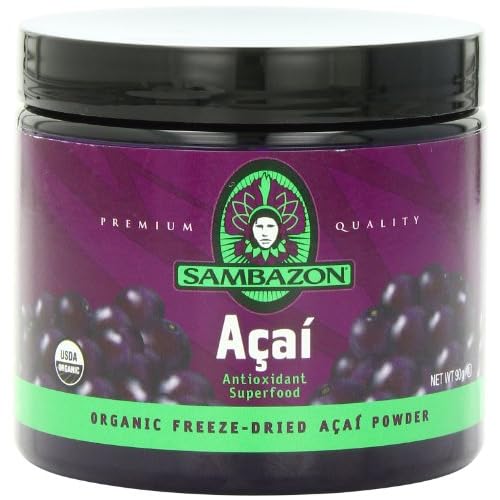 SAMBAZON Organic Freeze-Dried Acai Powder, Antioxidant Superfood, 90-Gram Jar image