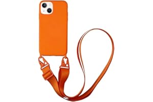 CQUUKOI for iPhone 15 Pro Max,Crossbody Phone Case with Shoulder Strap Soft Silicone Case with Adjustable Lanyard Cute Cool Wireless Charging Shockproof Protector for Women Girls Orange