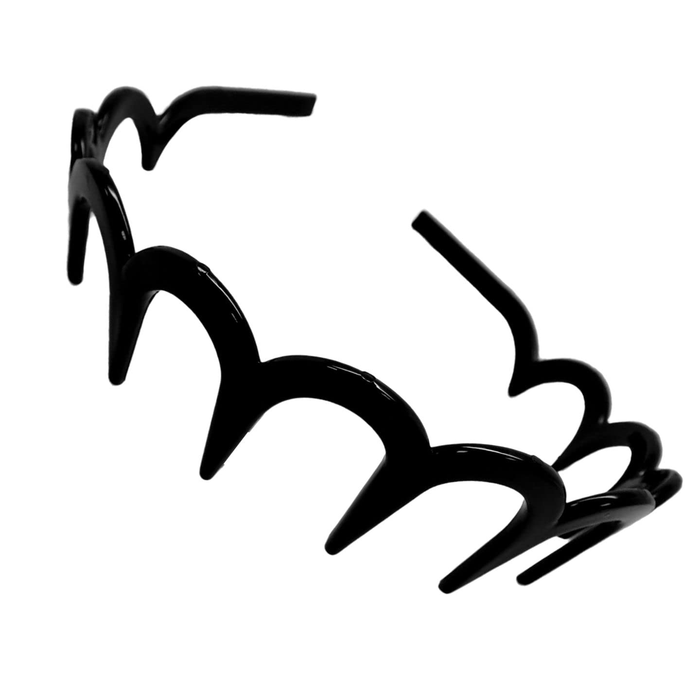 Topkids Accessories Zig Zag Shark Tooth Head Band Teeth Hair Band Alice Band Comb Headband Zigzag Hairband Wavy Grip Wave Gripper Saw Toothed Aliceband (Black 3.5cm Teeth)