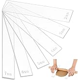 BENECREAT 12Pcs 6 Sizes Acrylic Polymer Clay Depth Guide Set, 2,3,4,5,6,7mm Adjustable Clay Rolling Pin Guide with Protective