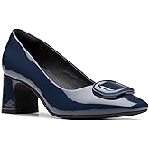 Clarks Women's Fernie Trim Pump, Navy Patent Leather, Size 7.5