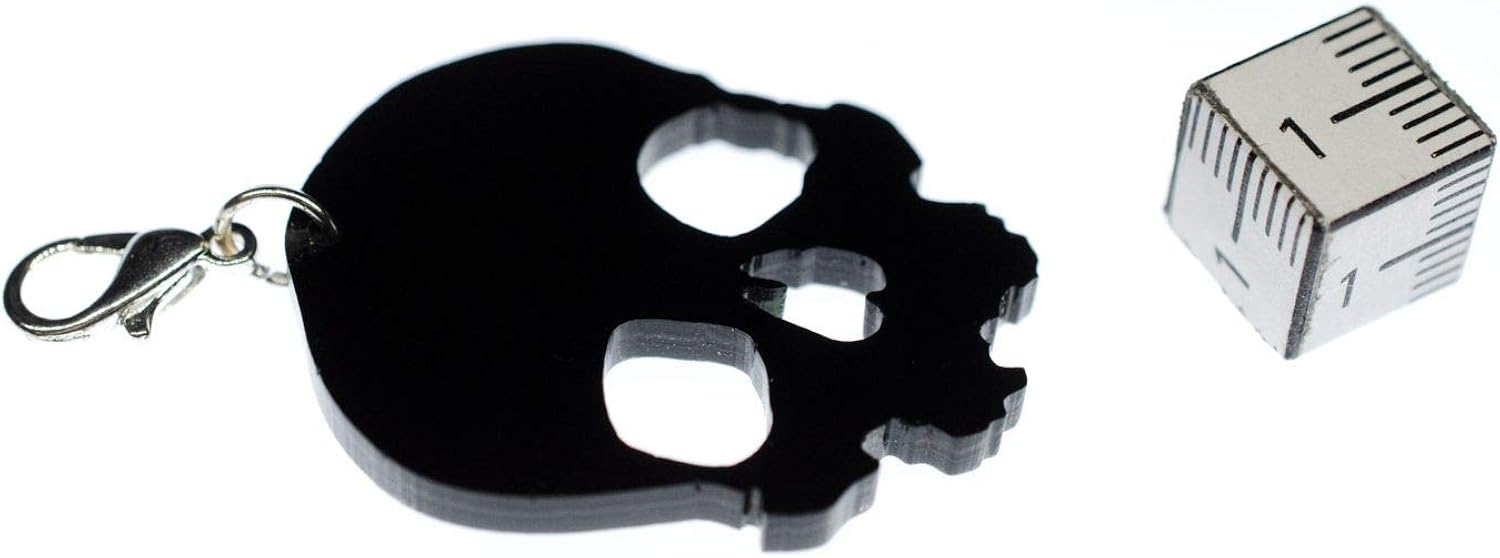 Miniblings Skull Charm Pendant For Bracelet Wristlet Halloween Acrylic, Silver, 35mm - Image 3