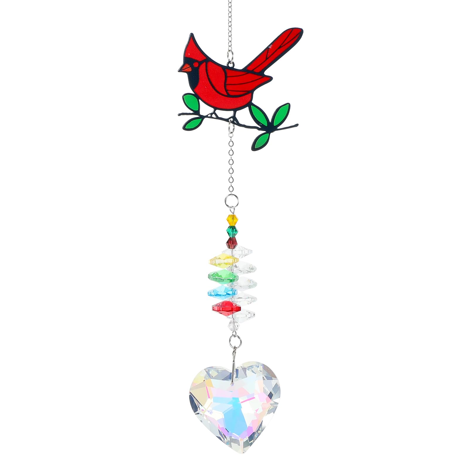 Photo 1 of 1Pcs Colorful Crystal Cardinal Suncatcher with Chain Love Pendant Ornament for Women, Red Bird Gift, Window Hanging Sun Catchers for Home Office Decor, Valentines, Mothers Day, Memorial Gift