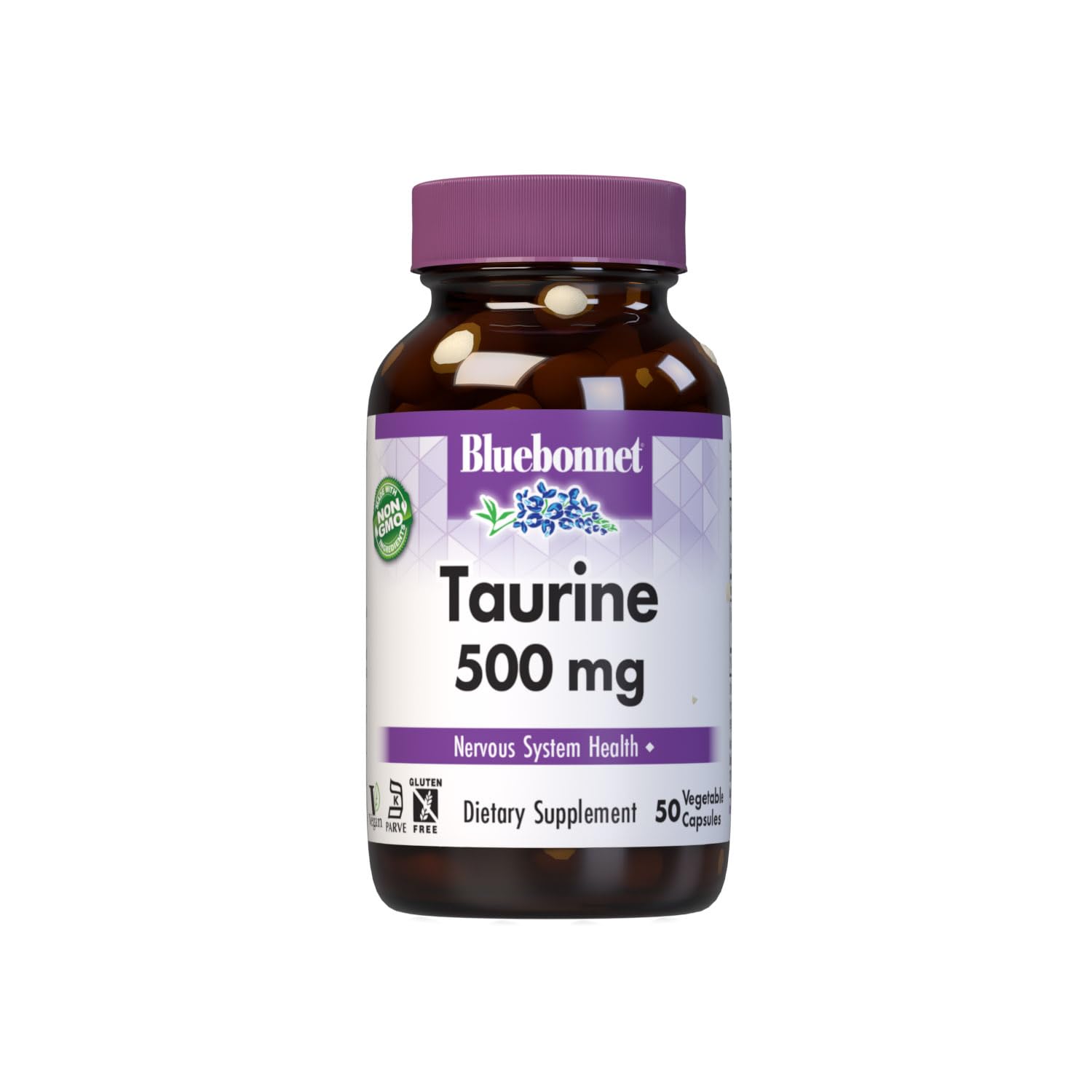 Bluebonnet Taurine 500 mg Vitamin Capsules, 50 Count