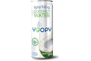 Yoopy Sparkling Coconut Water – Refreshing, Low Calorie, No Sugar Added | 12 Pack (8.45 fl oz Cans)