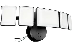 Olafus 130W Flood Light Outdoor, Switch Controlled 13000LM LED Security Light, IP65 Waterproof Outside Floodlight with 5 Adjustable Heads, 6500K Exterior Flood Light Fixture Wired for House Yard Black