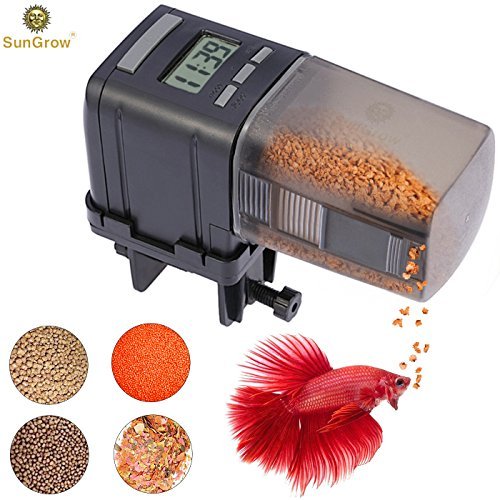 SunGrow Microcomputer Automatic Fish Feeder for Healthy Ornamental Fish - Convenient, Easy To Install on Fish Tanks & Aquariums : Ideal for Everyday Use