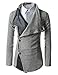 (GD93) Slim Stylish Unbalanced Metallic Leather Point Knitted Cardigan Sweaters GRAY US M(Tag size L)