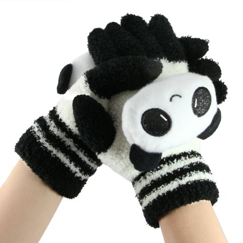 Greenery-Cute-Winter-Wool-Touchscreen-Gloves-Mitten-iPhone-Gloves-Texting-Gloves-for-GirlsLadies-Great-Gift-for-Christmas-Day-New-Year-Black-White-Panda