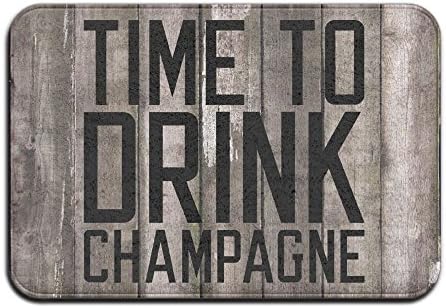 Time To Drink Champagne Rectangular Doormat Bathtub NonSlip Easily Fold Thickness 2-inch(approx. 4.5 Cm) Memory Foam Outside Doormat