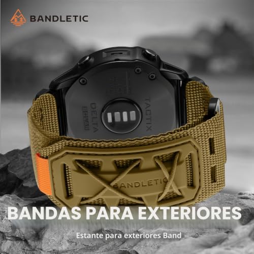 Bandletic 22mm 26mm Quick Fit Outdoor Nylon Bands Compatible with Garmin Watch, Heavy Duty Military Strap for Fenix/Instinc/Tactix Delta/Descent/Epix Pro/Enduro/Quatix