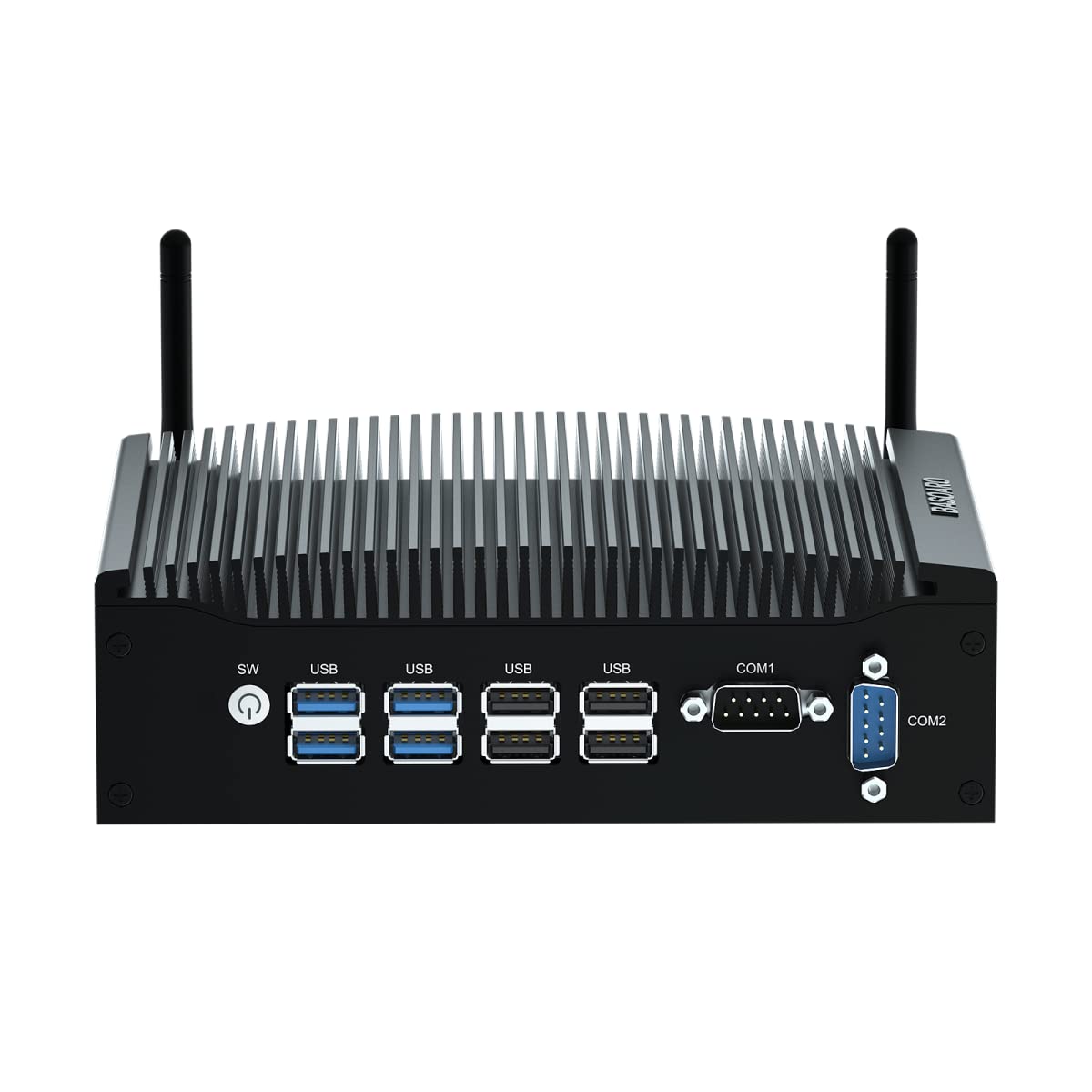 BASOARO Lüfterloser Industrie Mini PC i5, Mini PC Win 11 Pro, 16GB RAM 256GB SSD Core i5 8350U Industrie Computer mit RS232, Dual RJ45 LAN, 2 HD Displays, USB 3.0, Dualband WLAN, BT 8