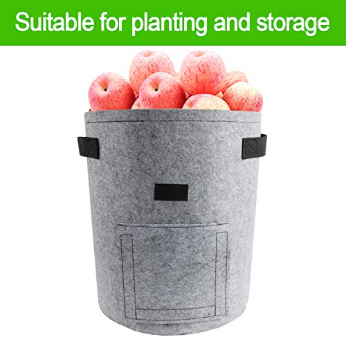 TQQFUN 2 Pack 7 Gallon Smart Potato Bags Velcro Window Vegetable Bags, Double Layer Premium Breathable Nonwoven Cloth for Potato/Aeration Fabric Pots with Handlesï¼ˆGrayï¼‰