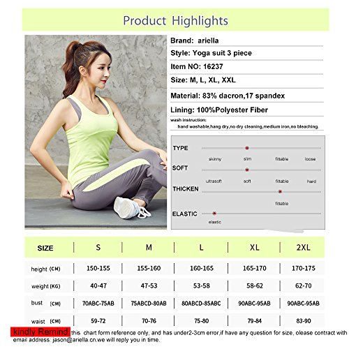 image for ariella Women Yoga Suits 3-Pack Outfits Sets(Shirt,Sportbra,Pants) Run