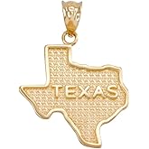 Texas State TX Map Charm Pendant in 10k Yellow Gold