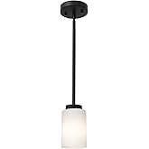 TODOLUZ Black Pendant Light Fixture with Opal White Glass, Farmhouse Mini Chandelier for Kitchen Island Hallway