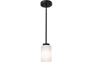 TODOLUZ Black Pendant Light Fixture with Opal White Glass, Farmhouse Mini Chandelier for Kitchen Island Hallway